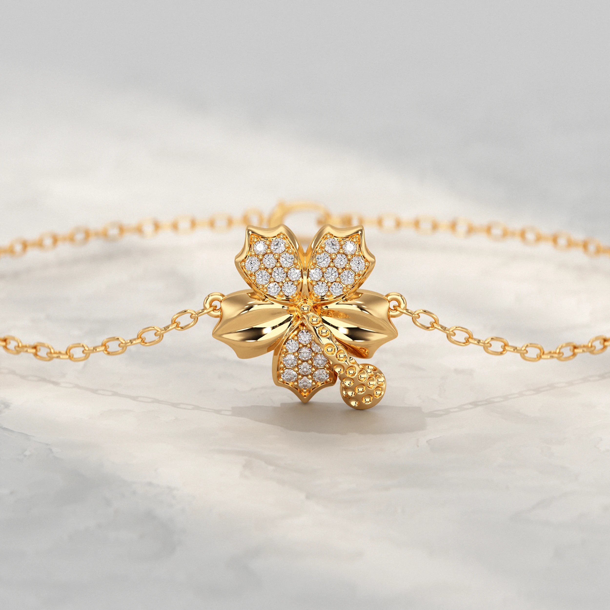 Floral Charm Diamond Bracelet Bracelet