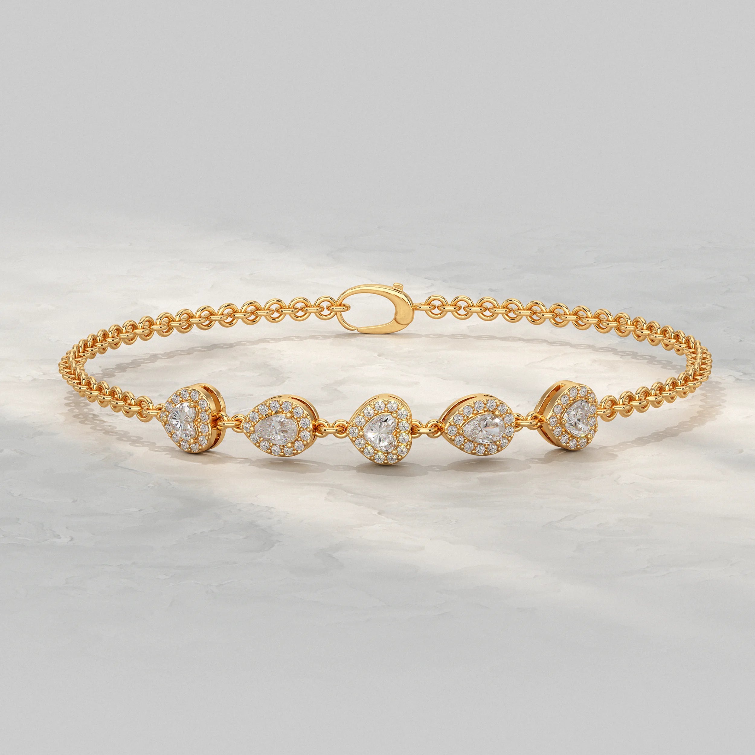 Five Stone Lab Diamond Halo Bracelet Bracelet
