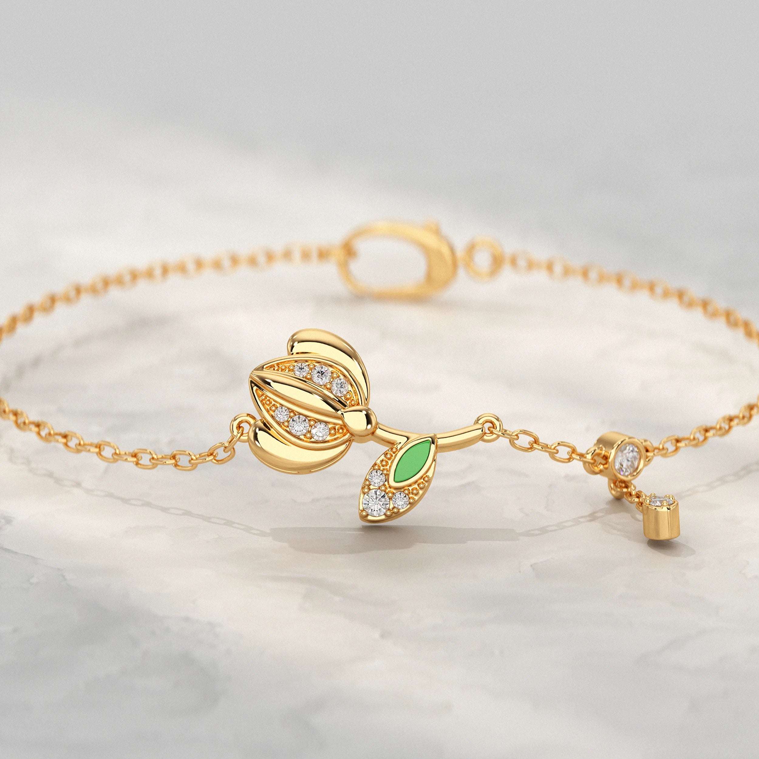 Sparkling Petal and Leaf Accent Bracelet Bracelet