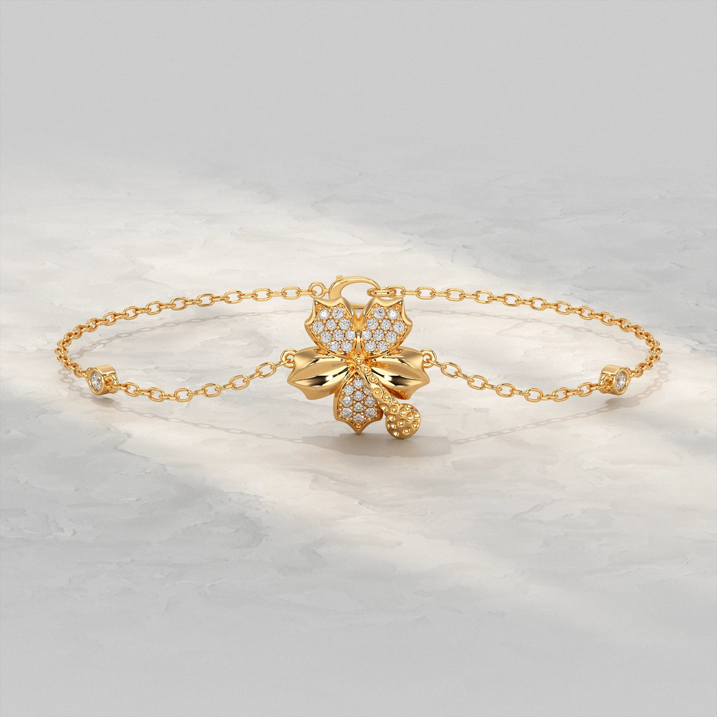 Floral Charm Diamond Bracelet Bracelet