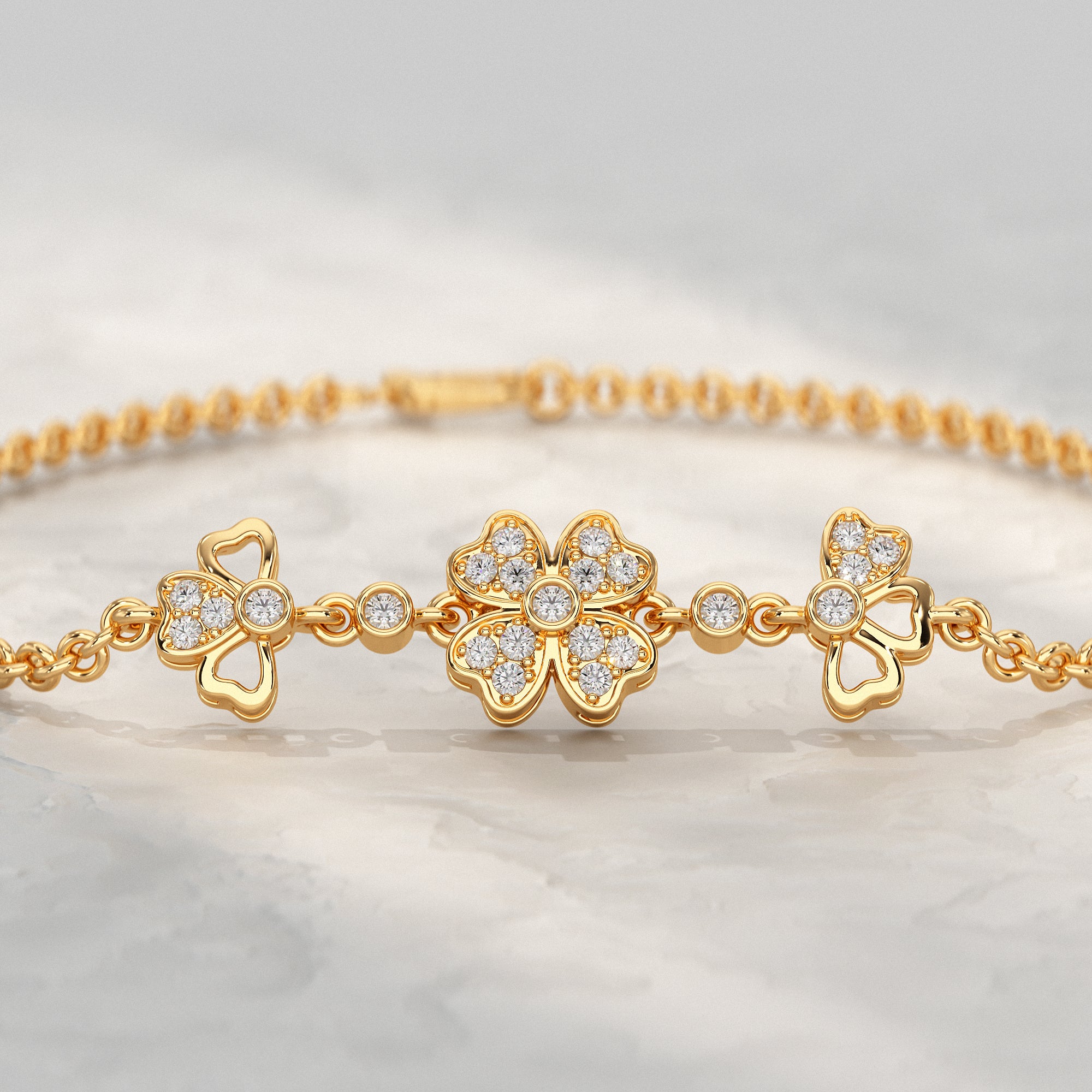 Three Flower Lab Diamond Bracelet Bracelet