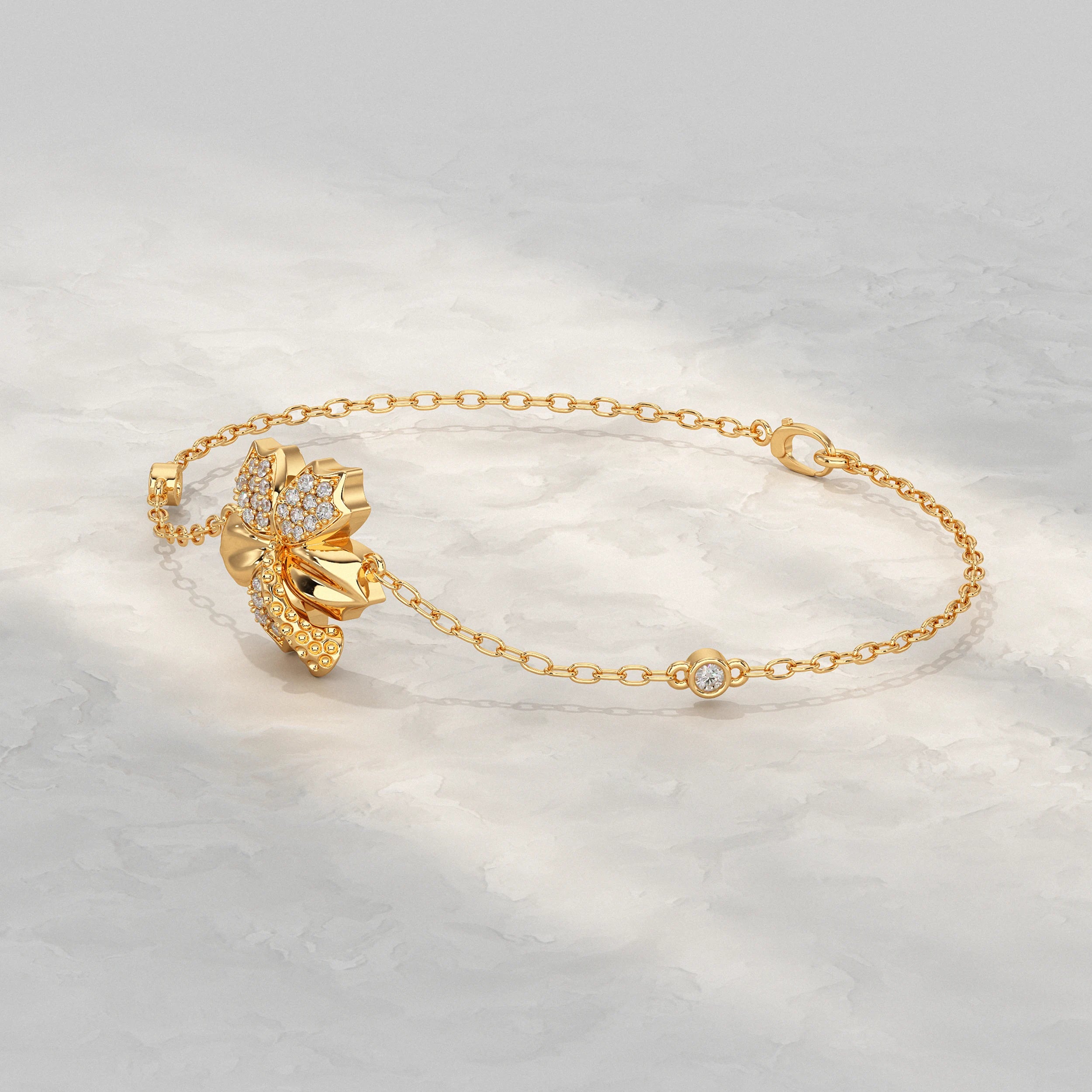 Floral Charm Diamond Bracelet Bracelet