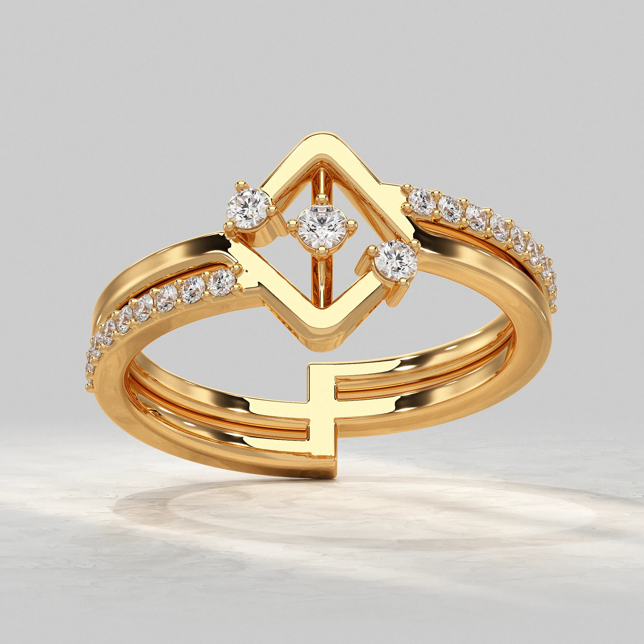 Round Accent Diamond Engagement Ring Rings