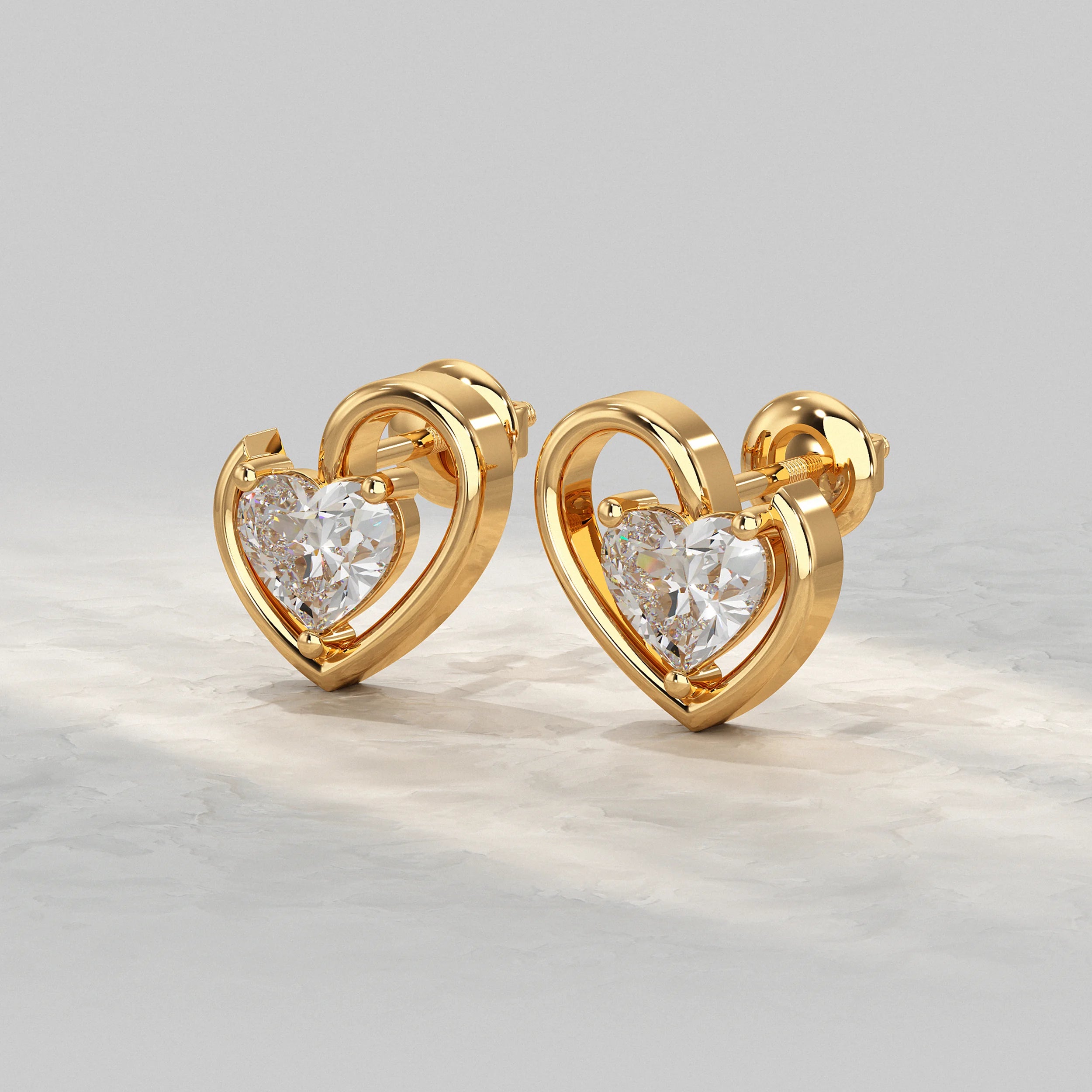 Classic Heart Diamond Stud Earrings Earrings