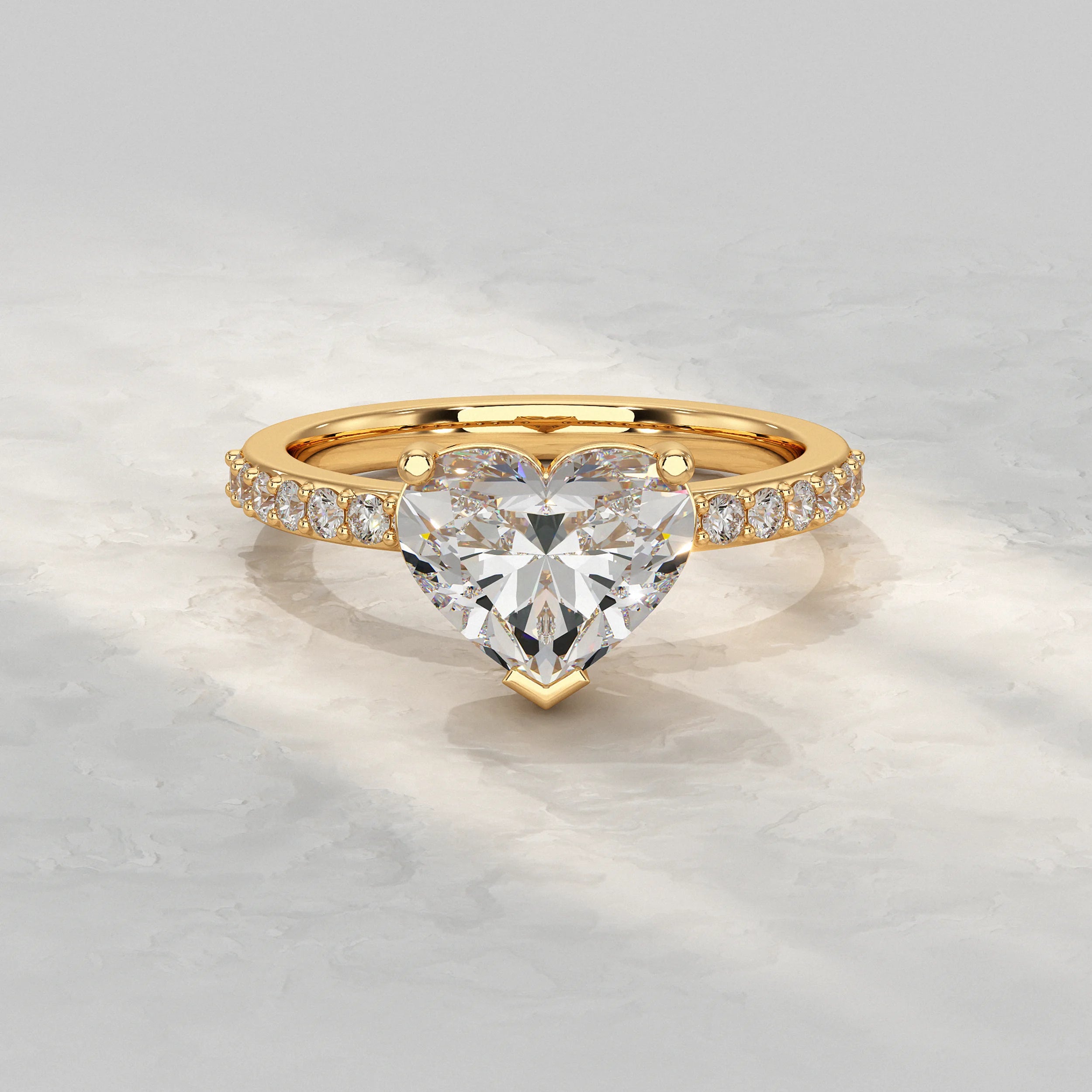 Heart Diamond Solitaire Accent Engagement Ring Rings