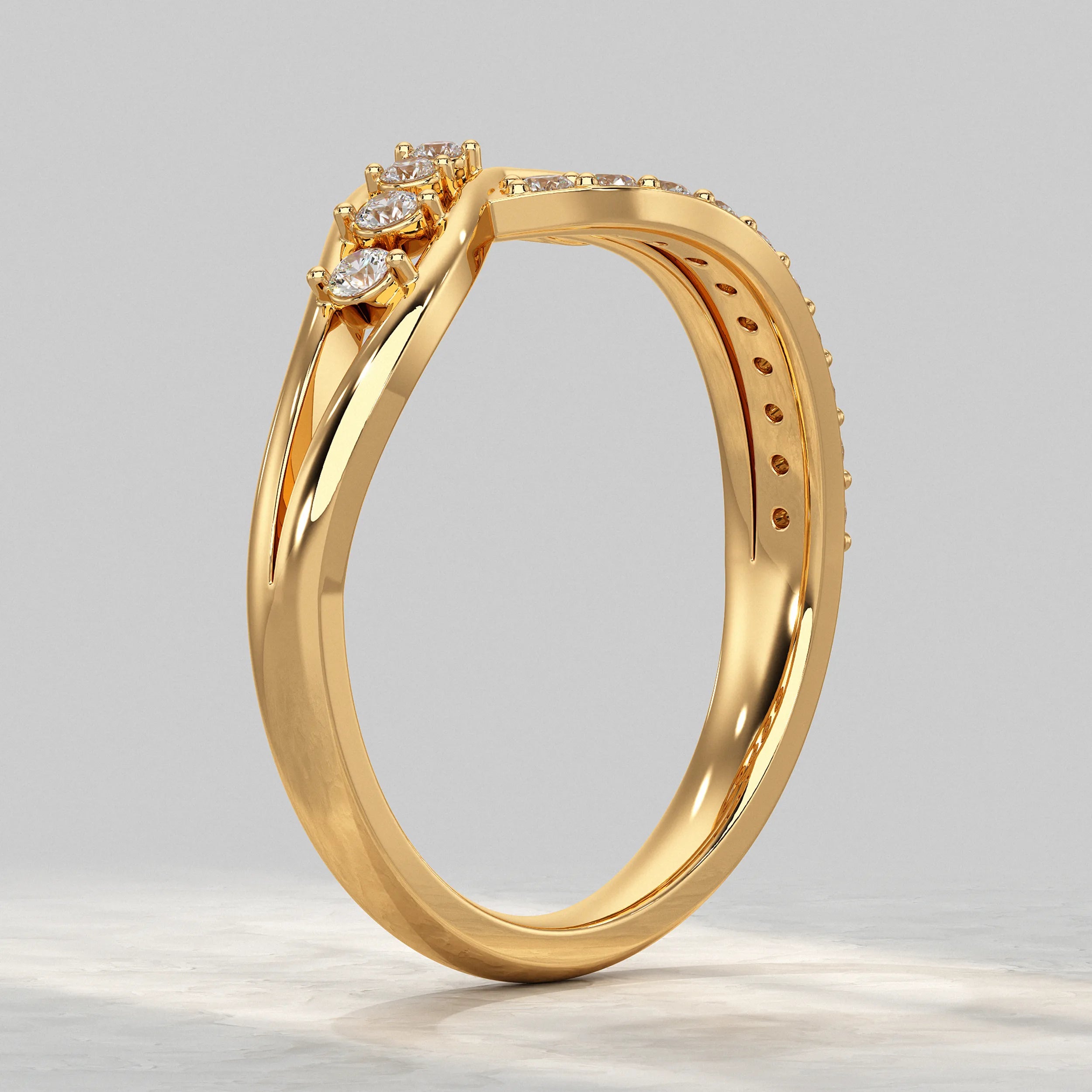 Crossover Round Cut Diamond Cluster Ring Rings