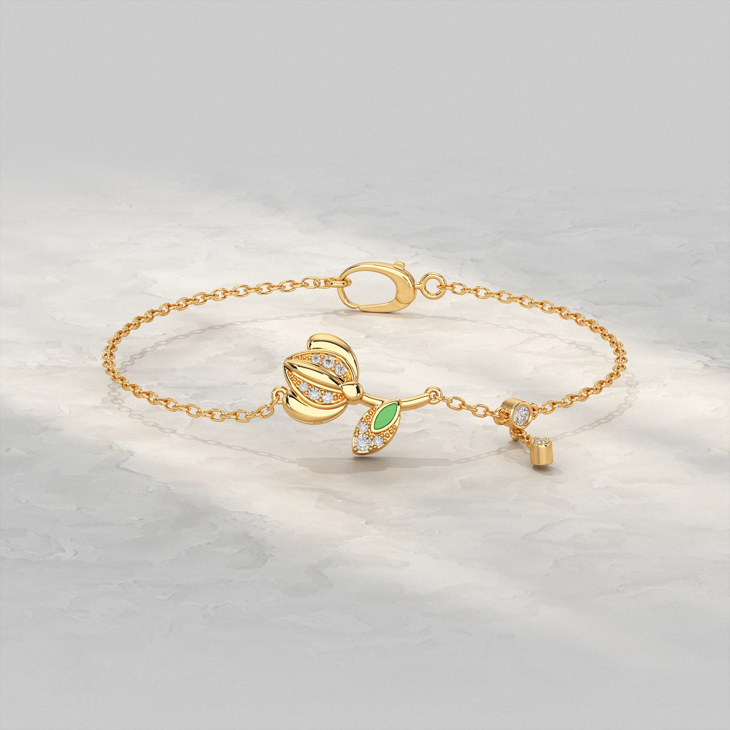 Sparkling Petal and Leaf Accent Bracelet Bracelet