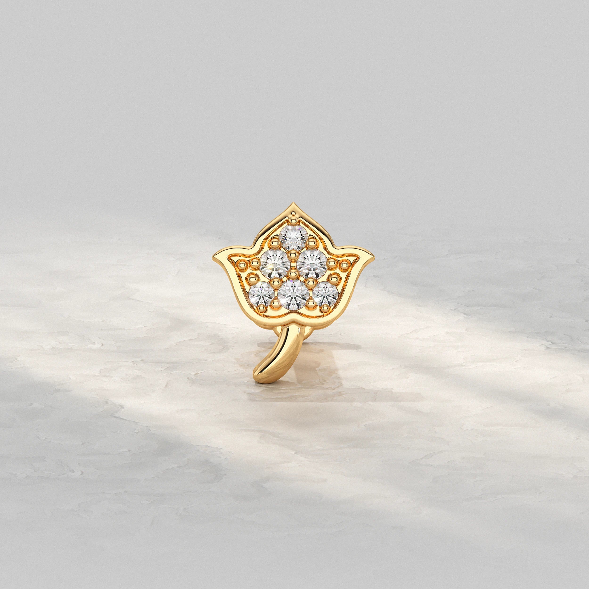 Lotus Shape Diamond Nose Pin Nose Pin
