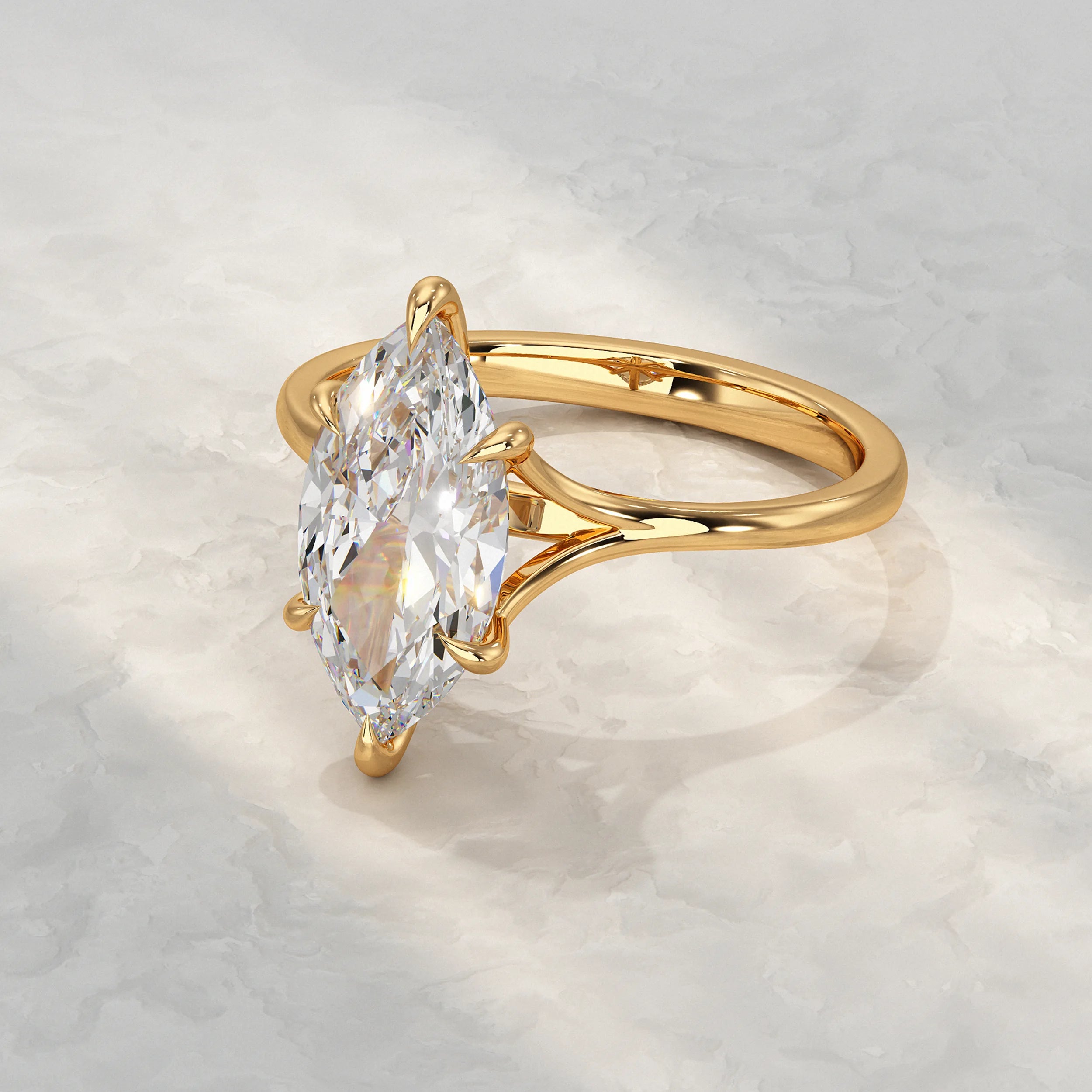 Marquise Lab Diamond Six Prong Solitaire Ring Rings