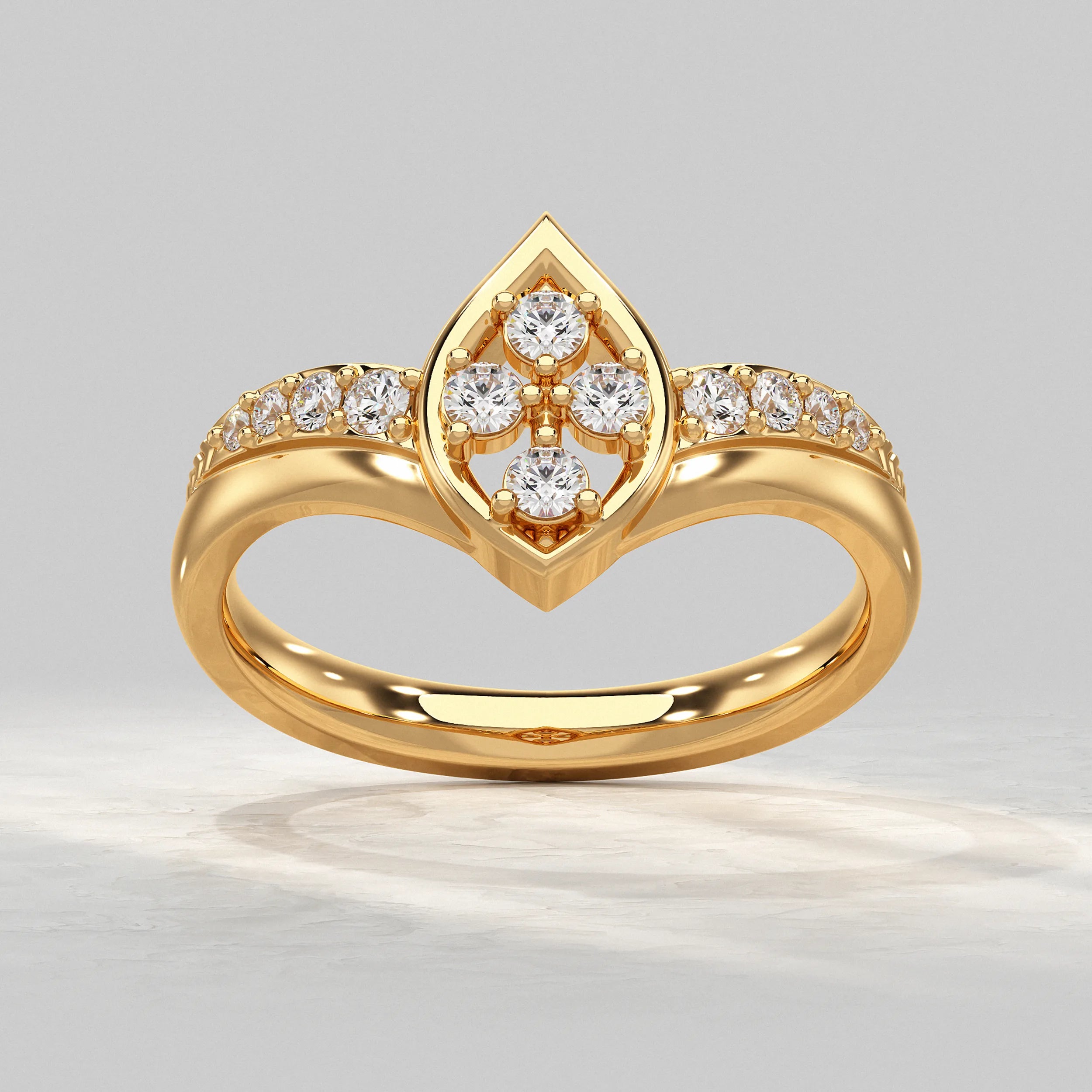 Curved Wedding Band Yellow Gold Rings