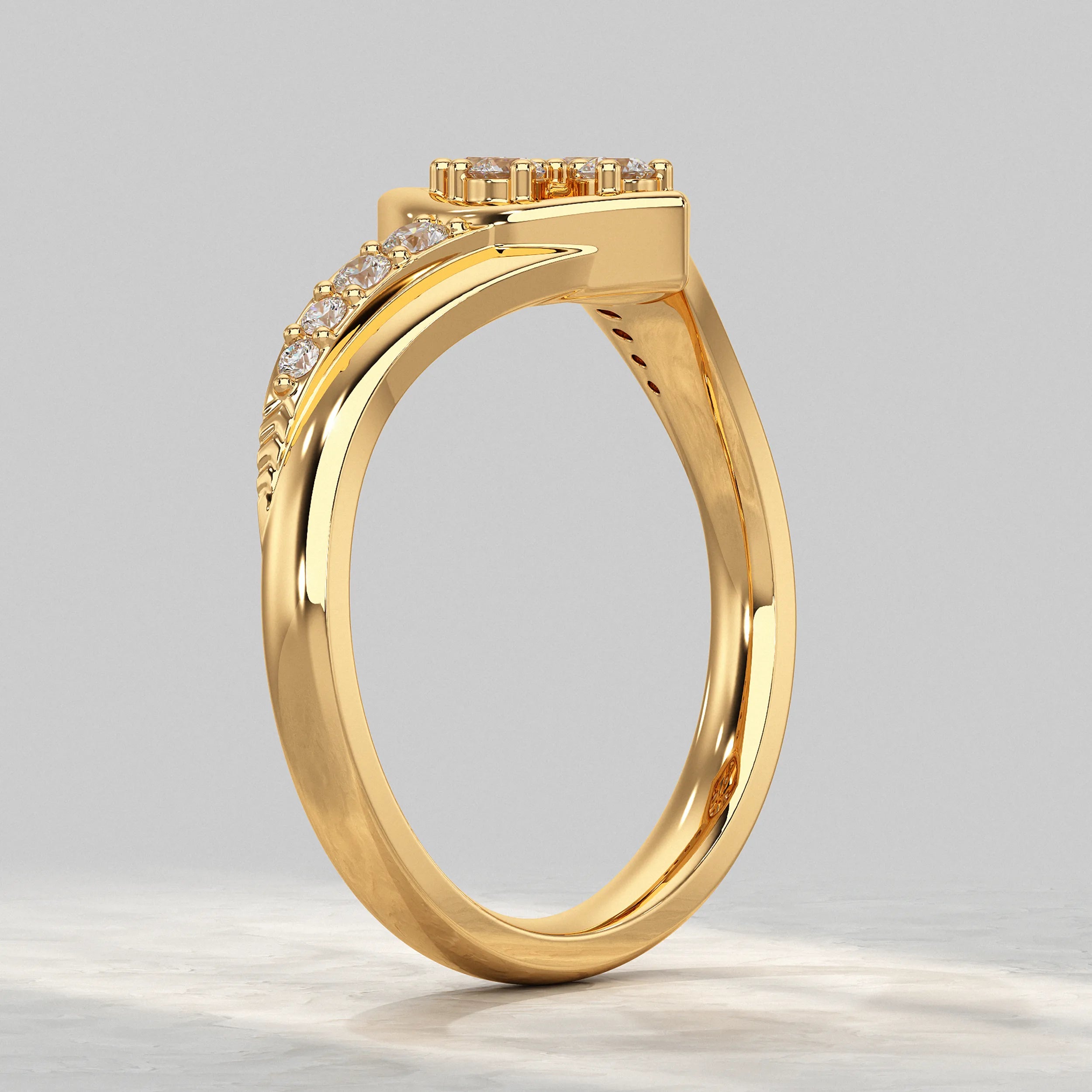 Curved Wedding Band Yellow Gold Rings