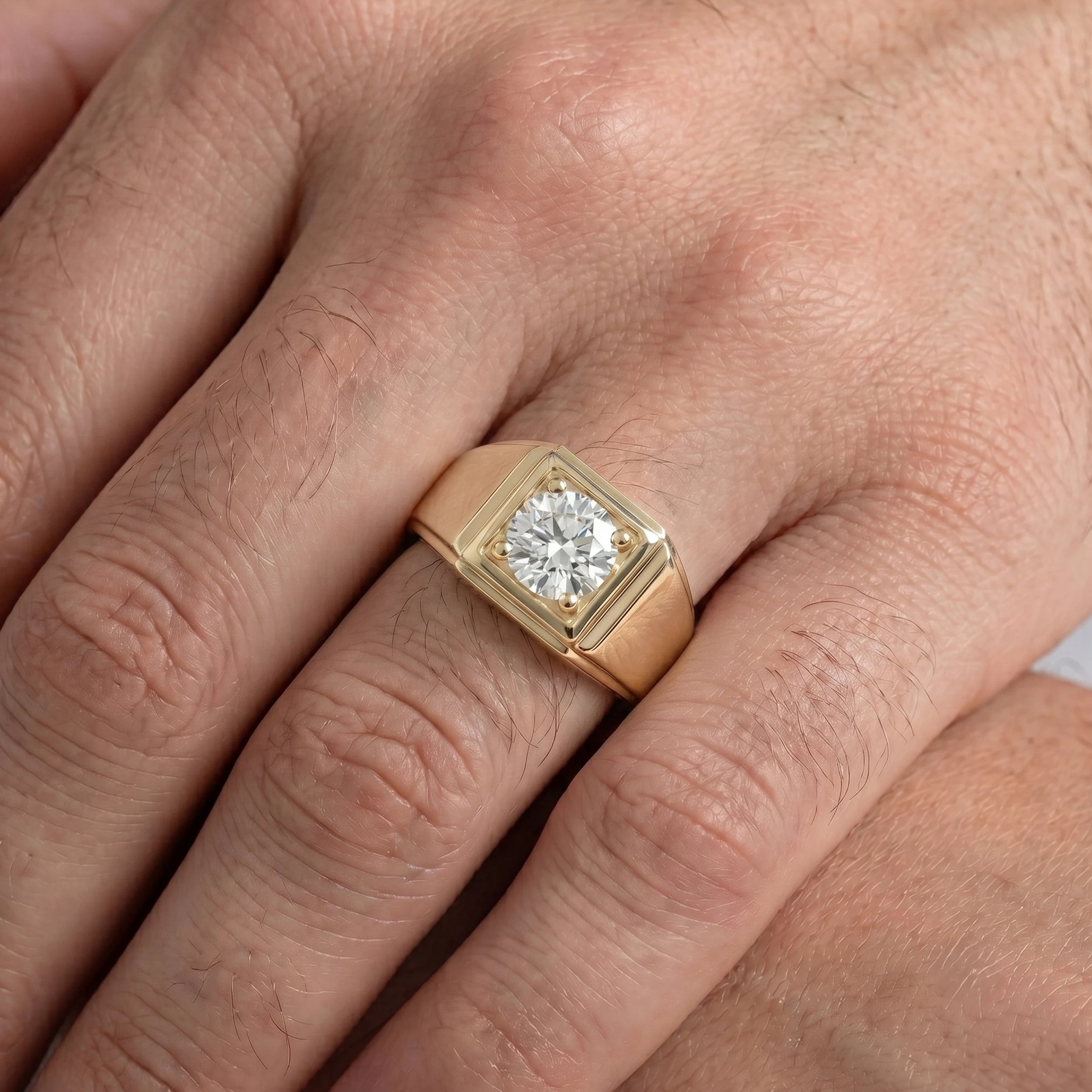 Round Lab Diamond Men's Wedding Band Band