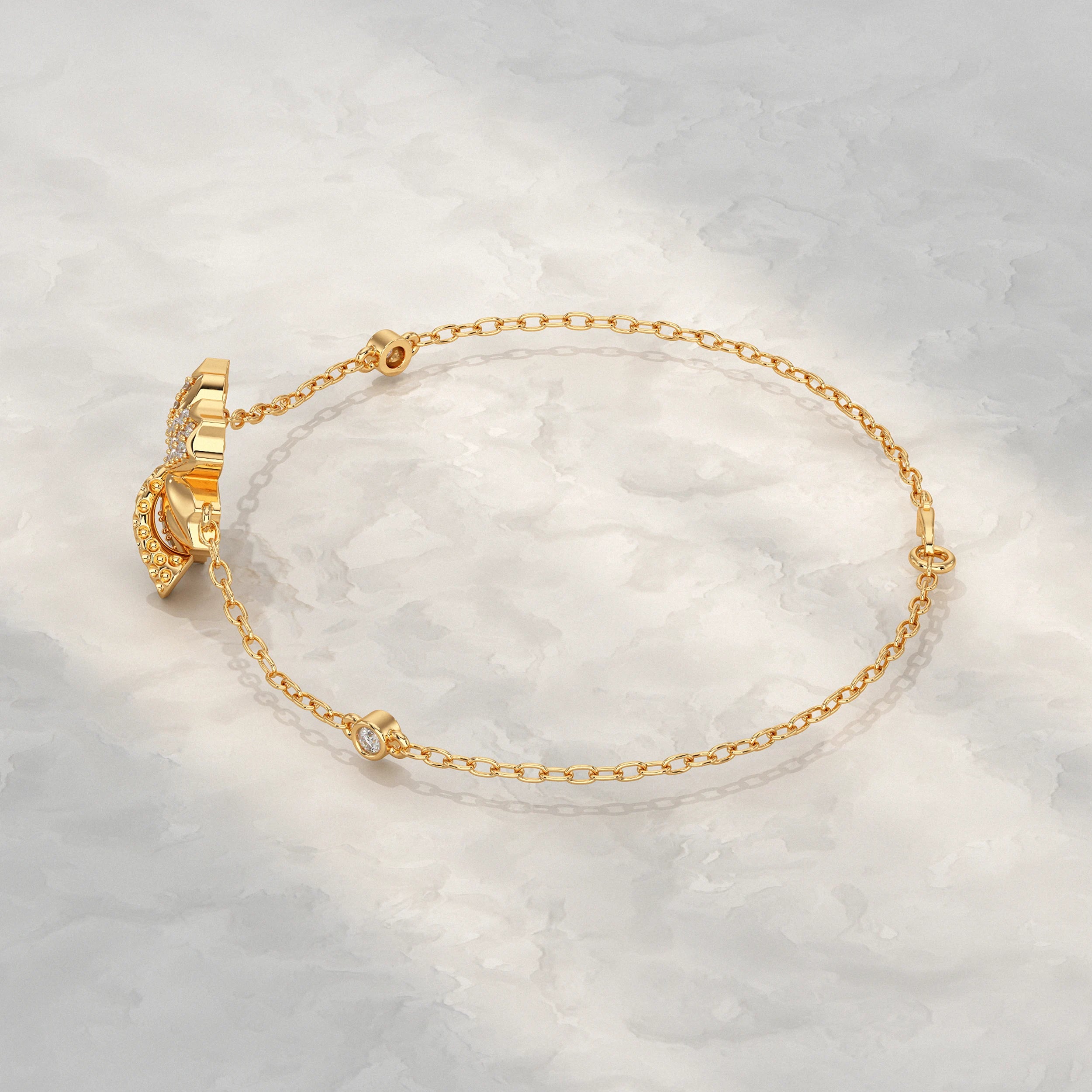 Floral Charm Diamond Bracelet Bracelet