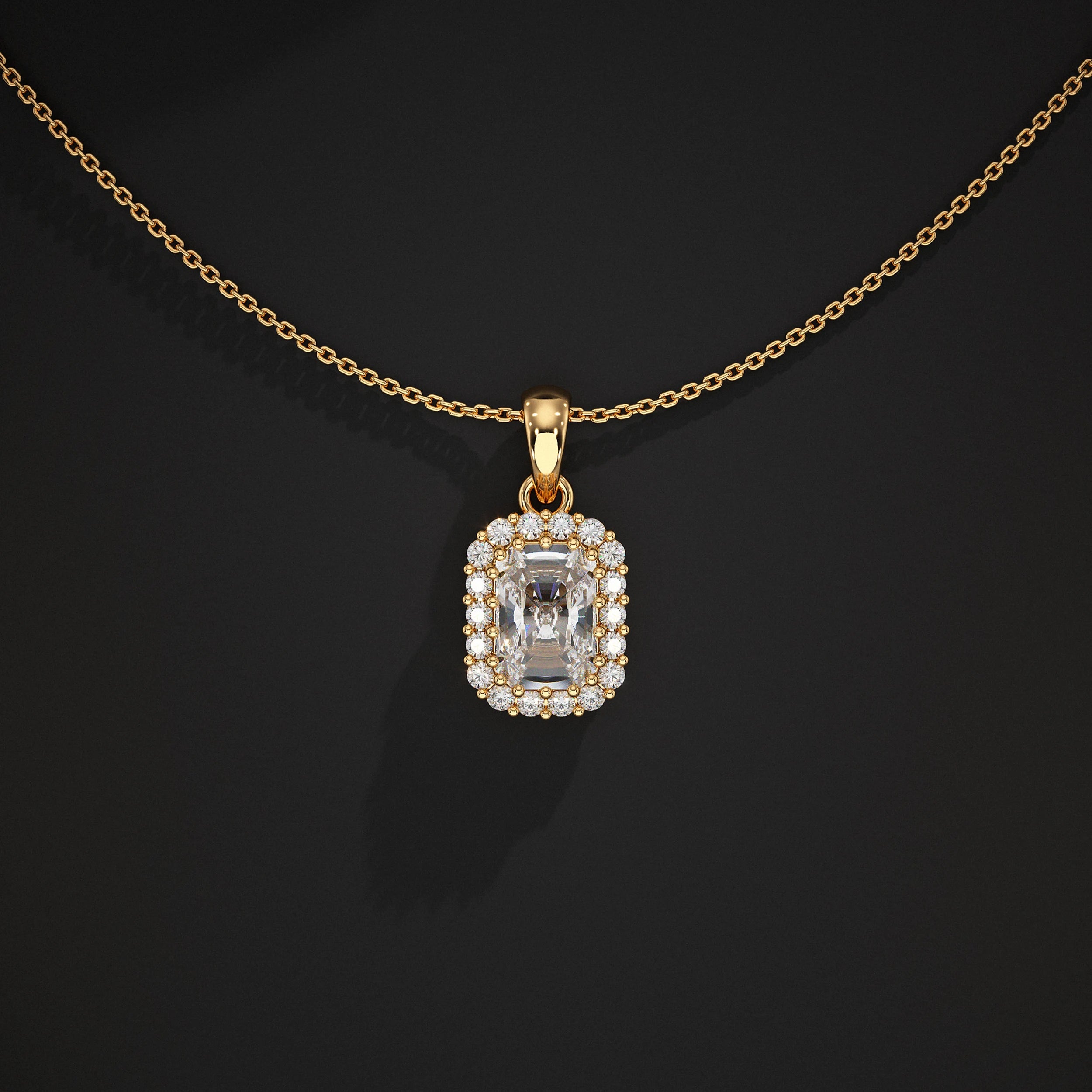 Radiant Lab Diamond Halo Pendant Pendant