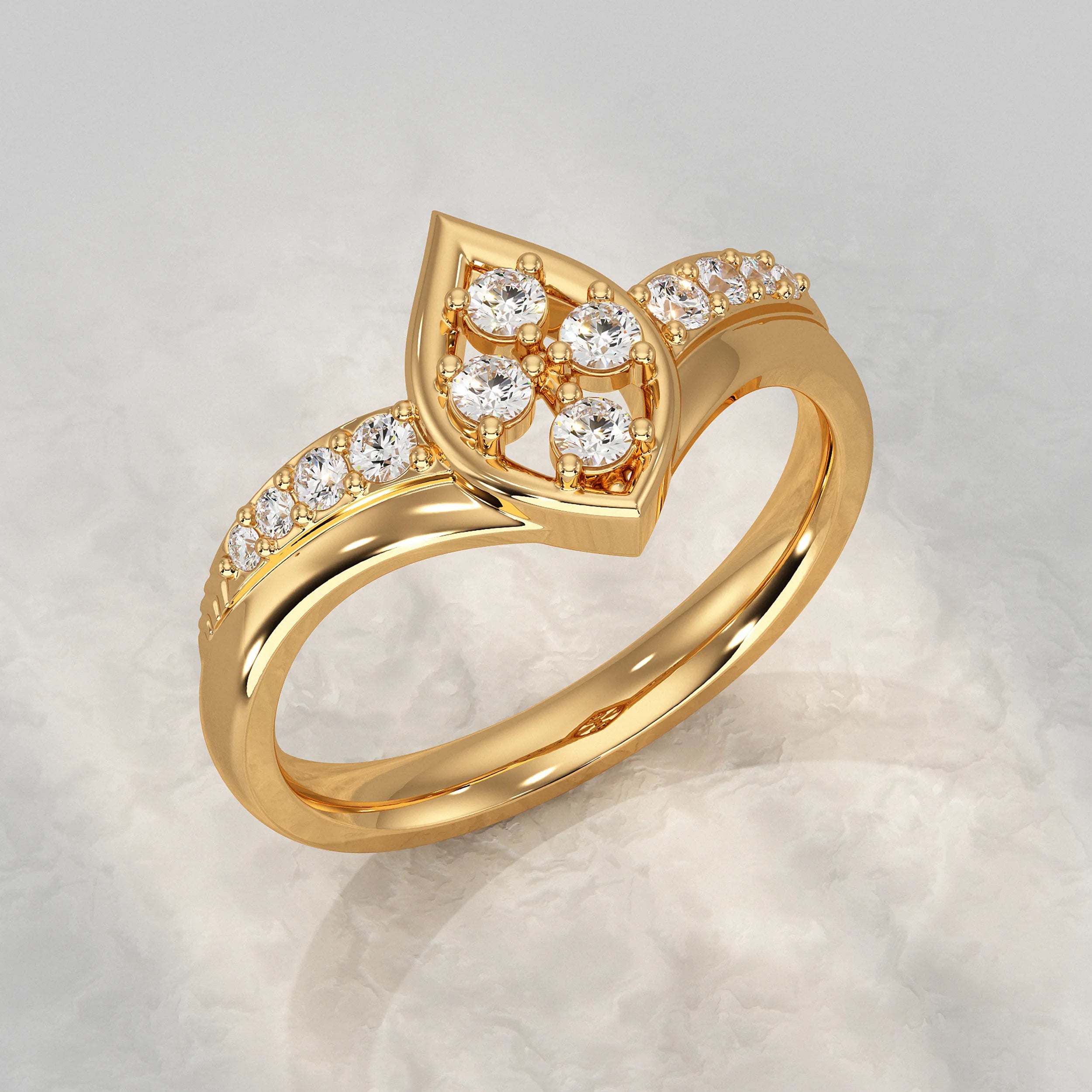 Curved Wedding Band Yellow Gold Rings