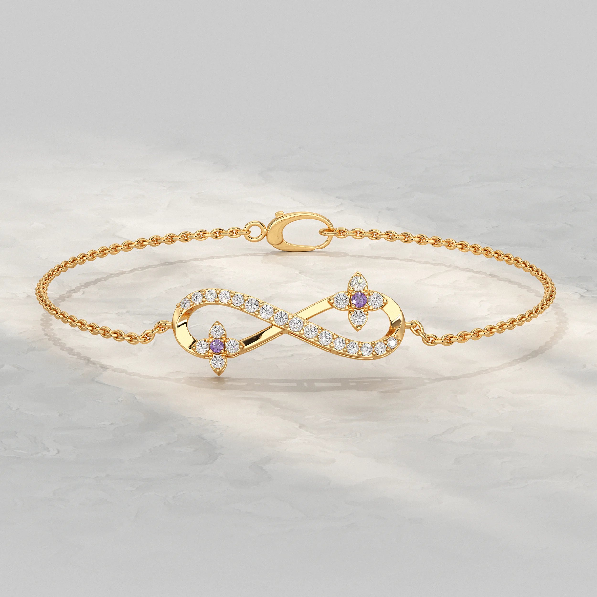 Round Lab Diamond Infinity Charm Chain Bracelet Bracelet