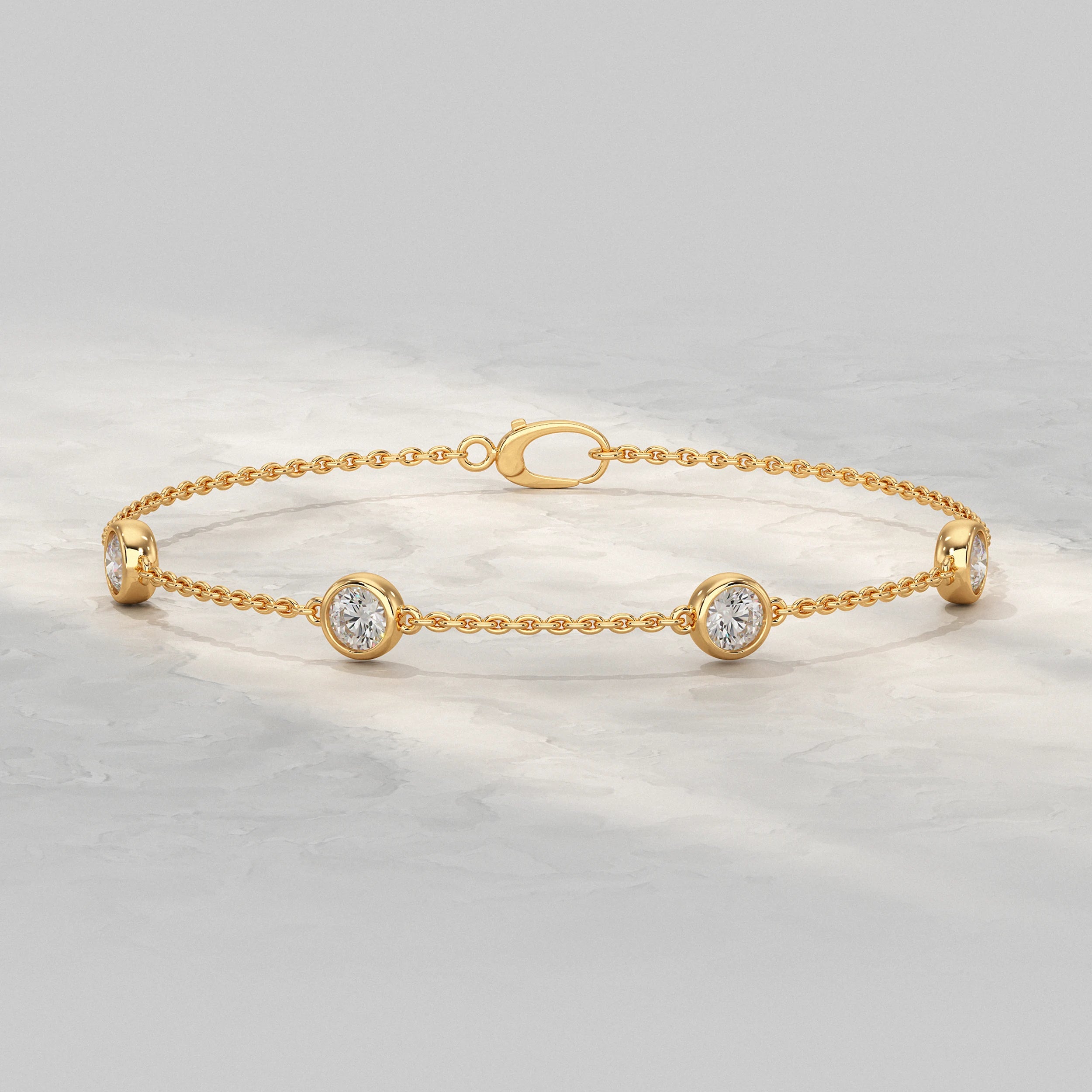 Round Cut Bezel Set Chain Bracelet Bracelet