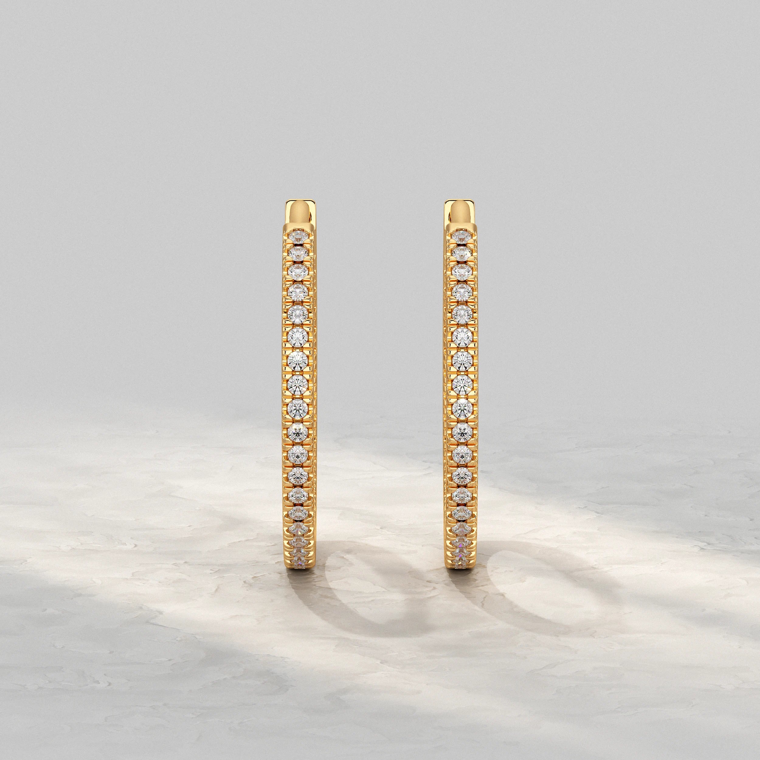 Round Lab Diamond In- Out Hoop Earrings Earrings