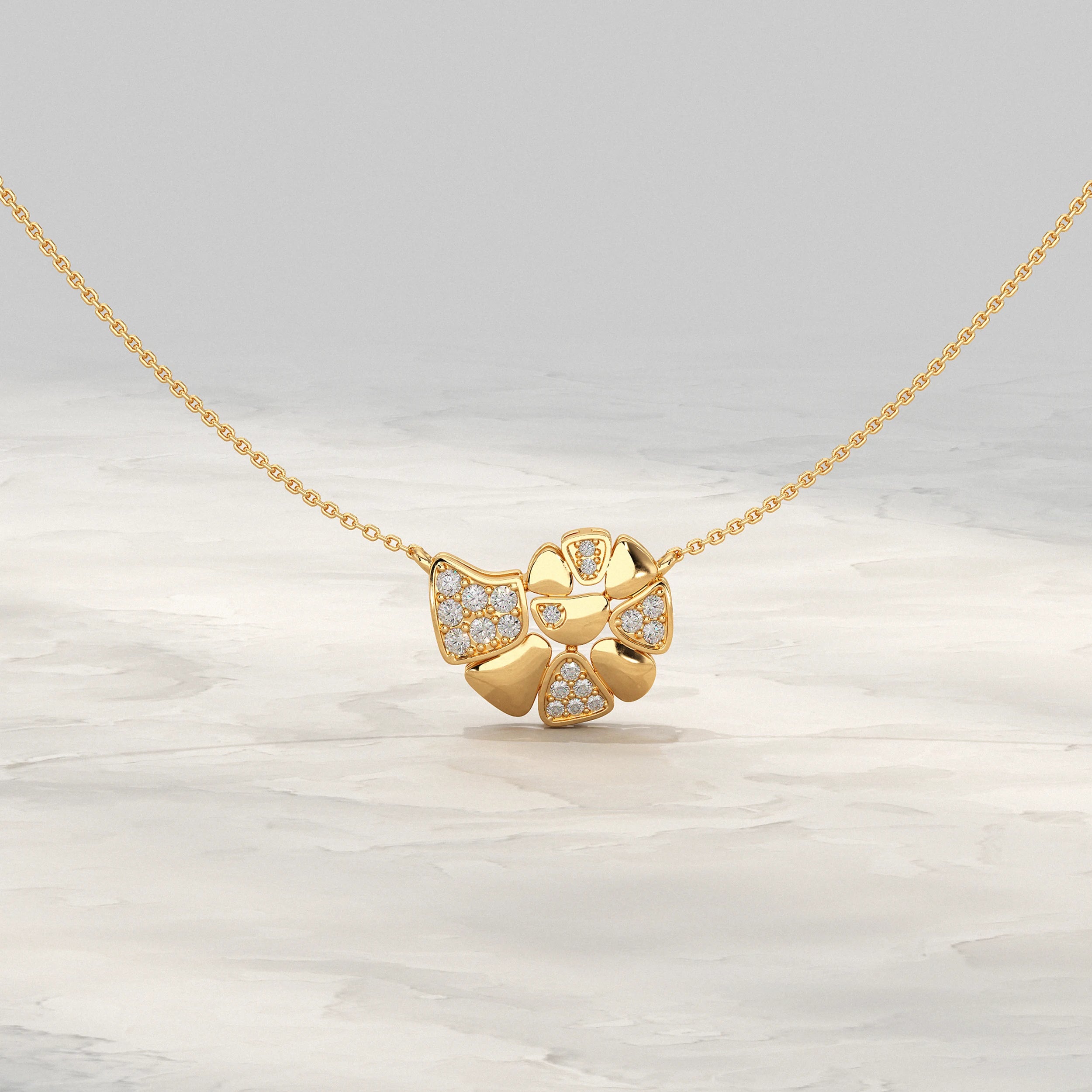 Yellow Gold Cluster Set Lab Diamond Pendant Pendant