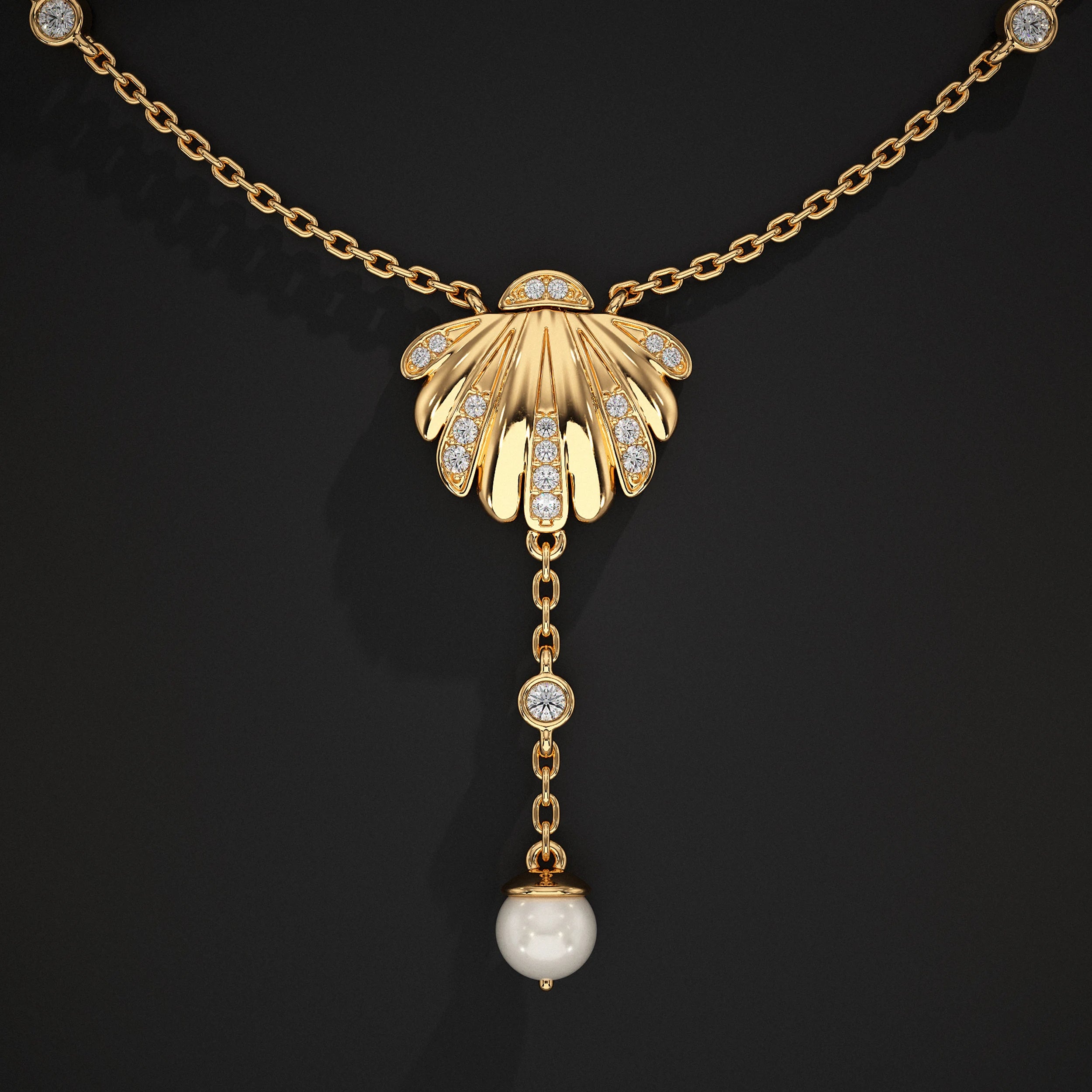 Oyster Pearl Gemstone Necklace Pendant