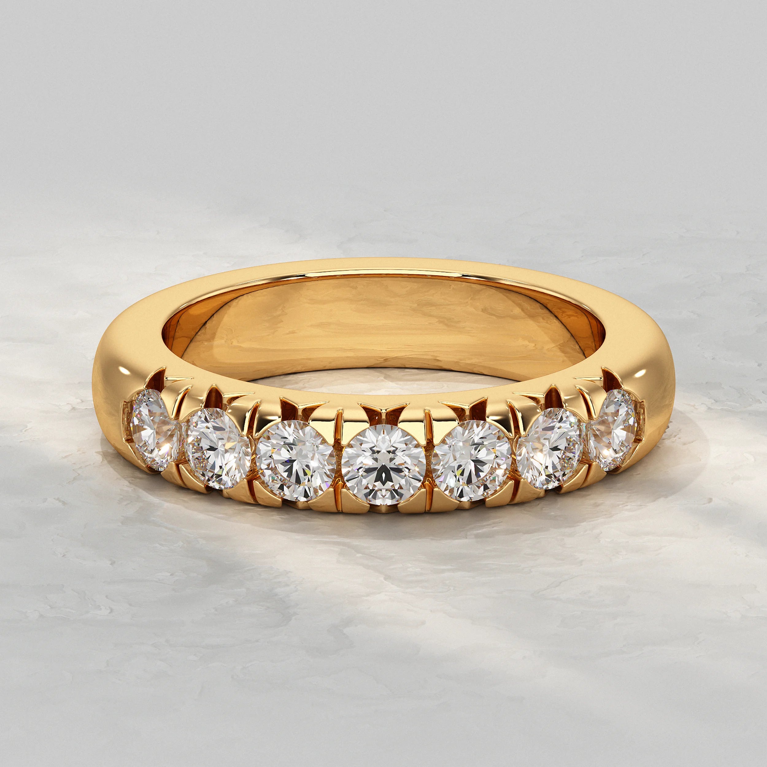 Seven Stone Round Diamond Dainty Band Rings