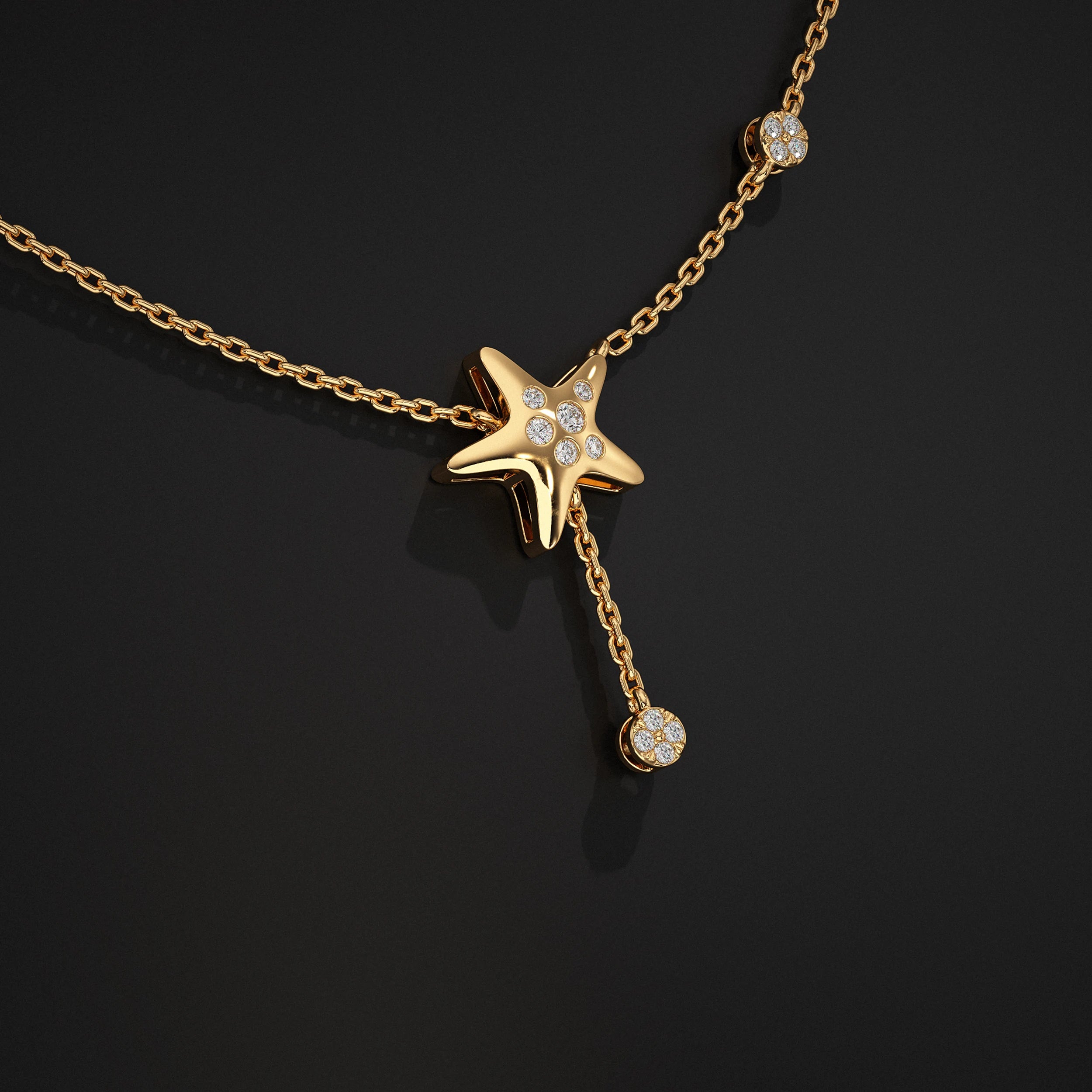 Star Cut Lab Diamond Drop Necklace Pendant