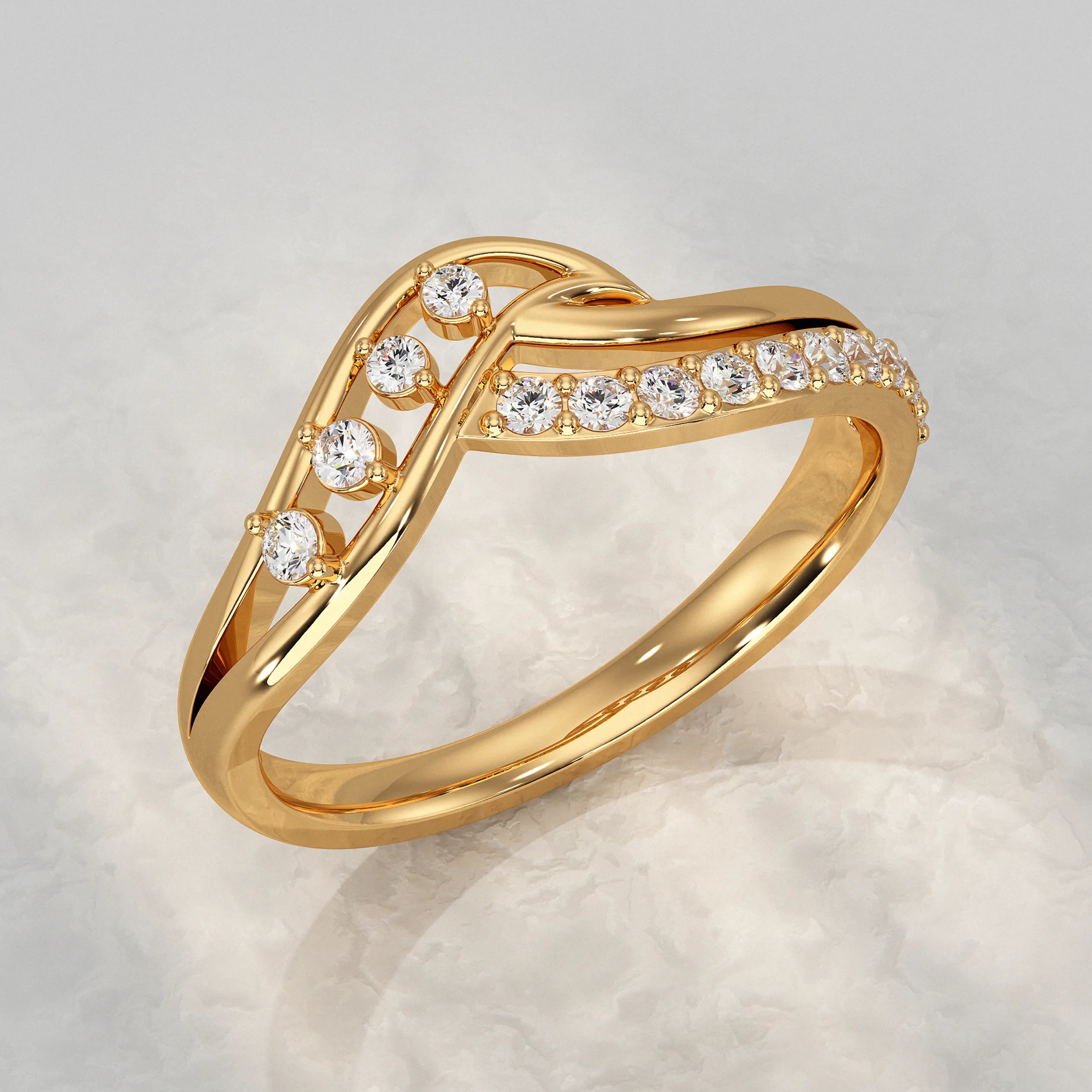 Crossover Round Cut Diamond Cluster Ring Rings