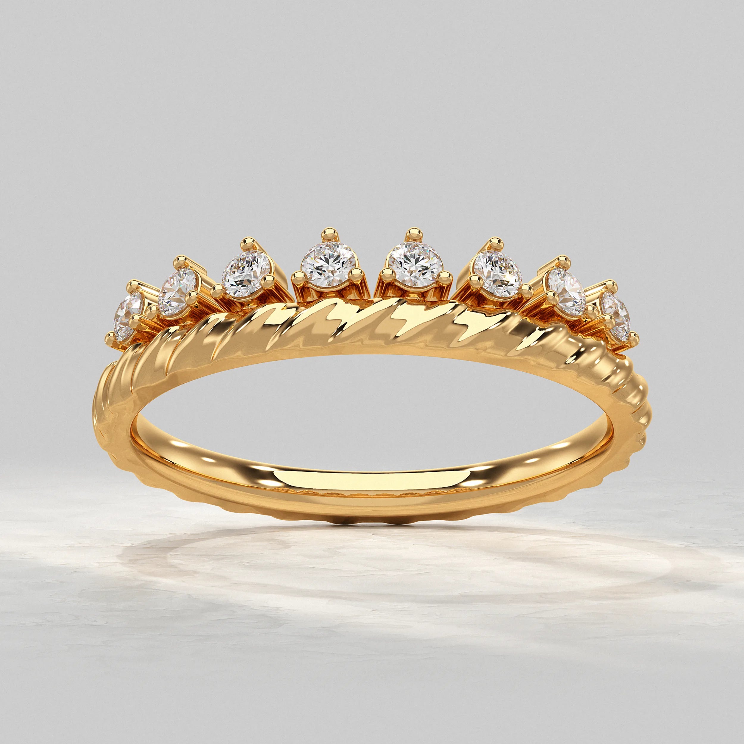 Round Lab Diamond Band with Twisted Design Rings