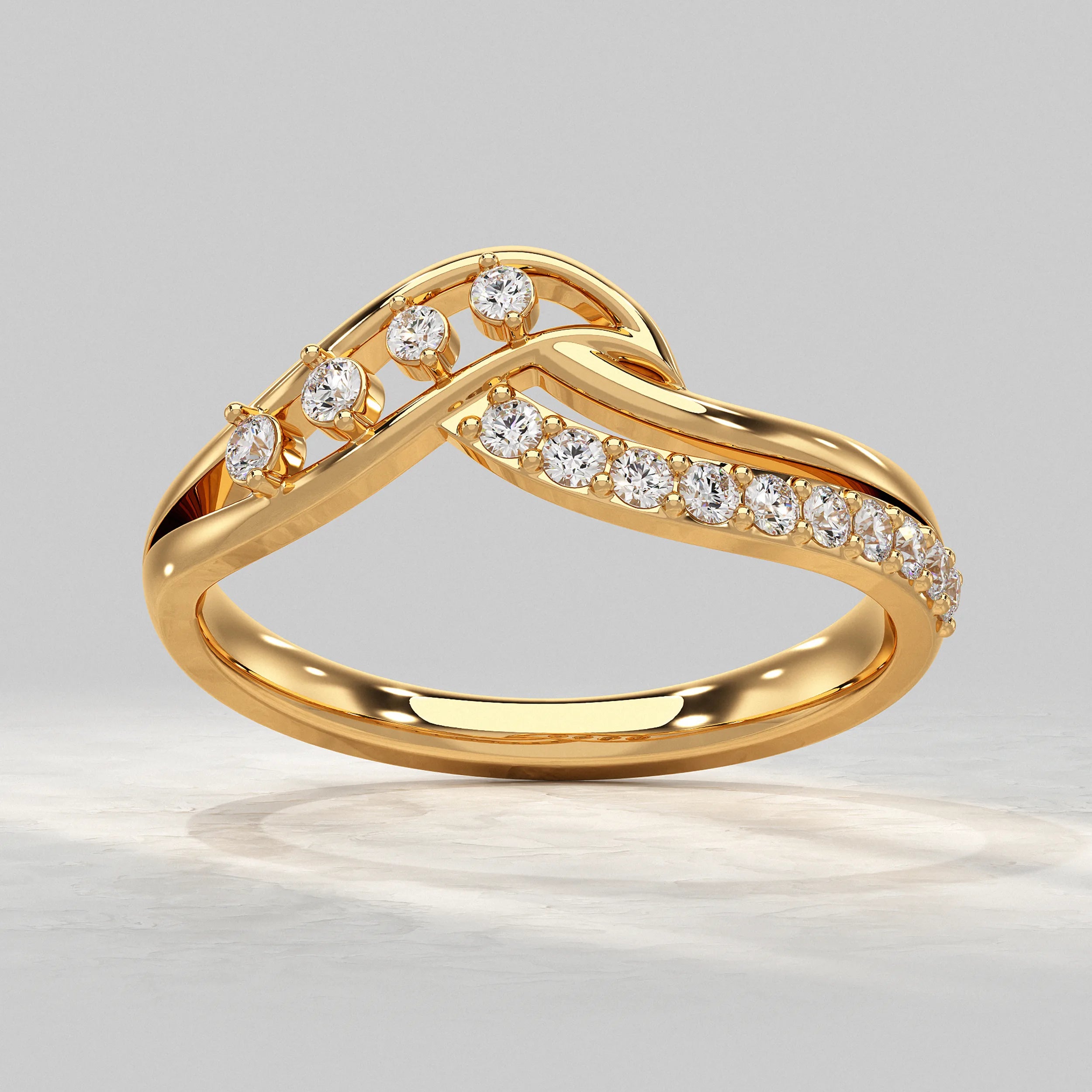 Crossover Round Cut Diamond Cluster Ring Rings