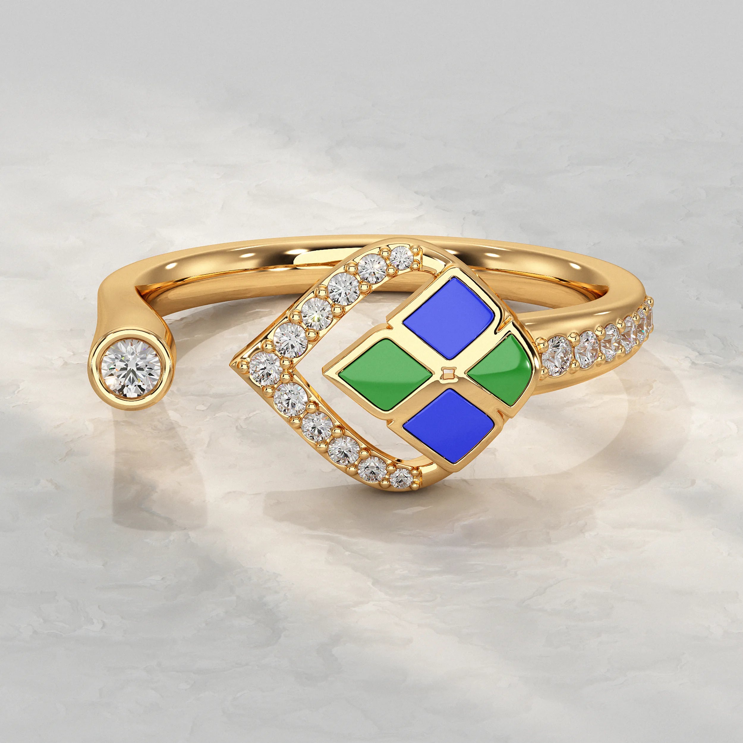 Unique Style Enamel Open Cuff Ring Rings