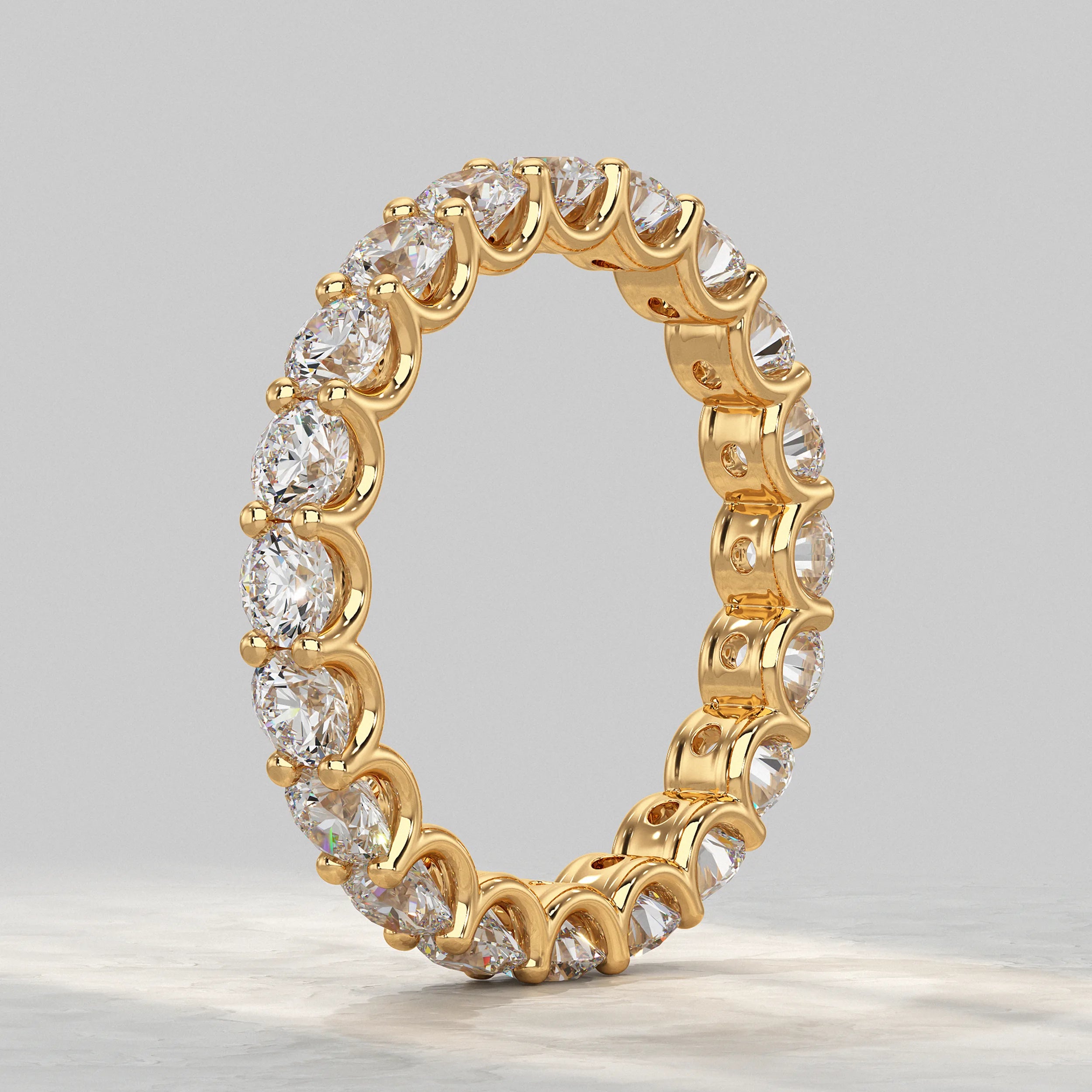 Round Lab Diamond Eternity Wedding Band Rings