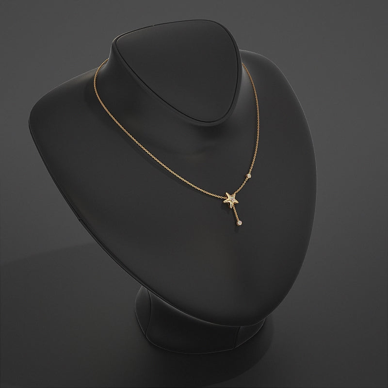 Star Cut Lab Diamond Drop Necklace