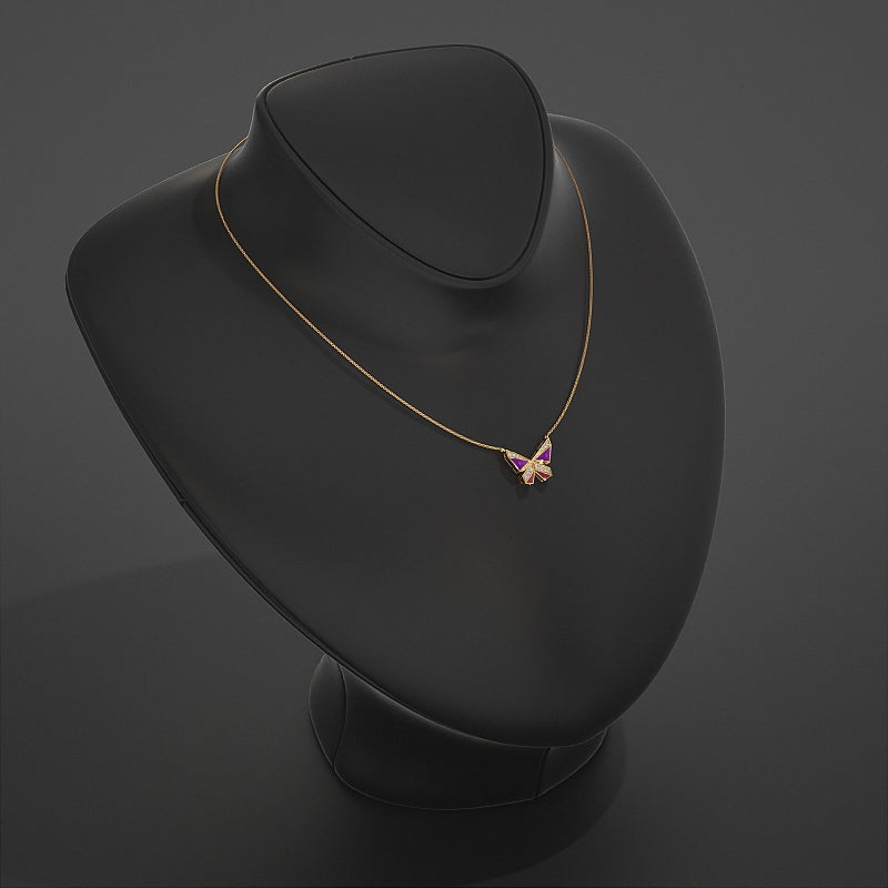 Butterfly Enamel Lab Diamond Pendant