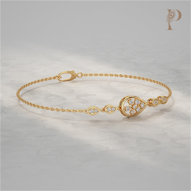 Floral Round Diamond Pear Accent Bracelet