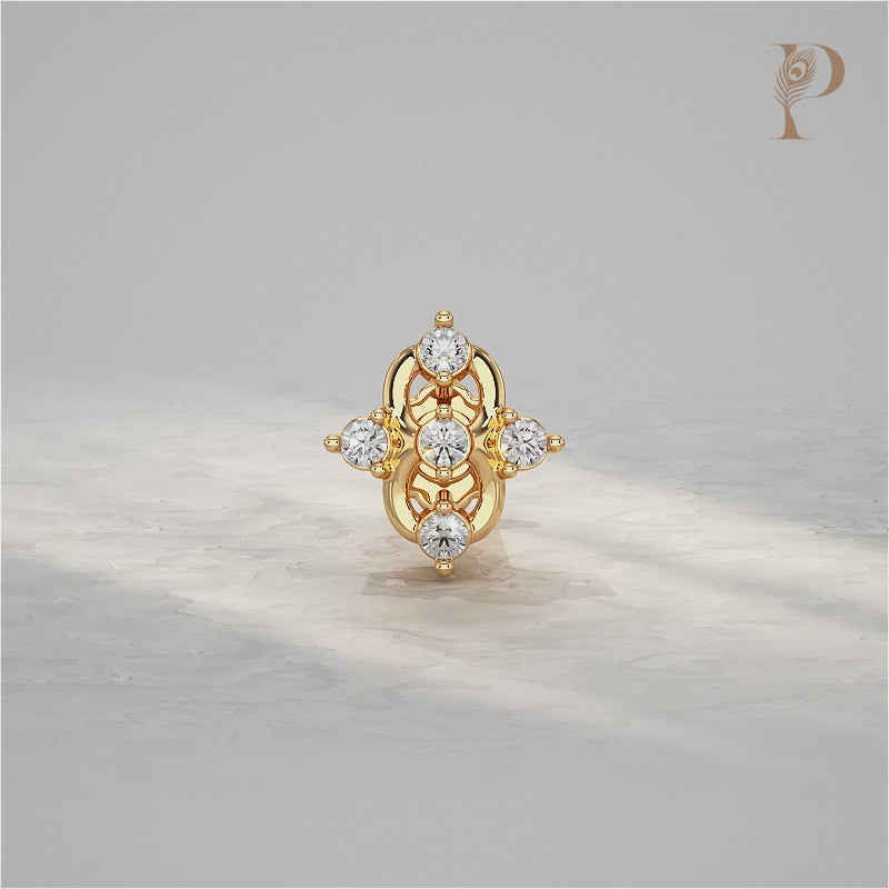 Round Cluster Diamond Nose Pin