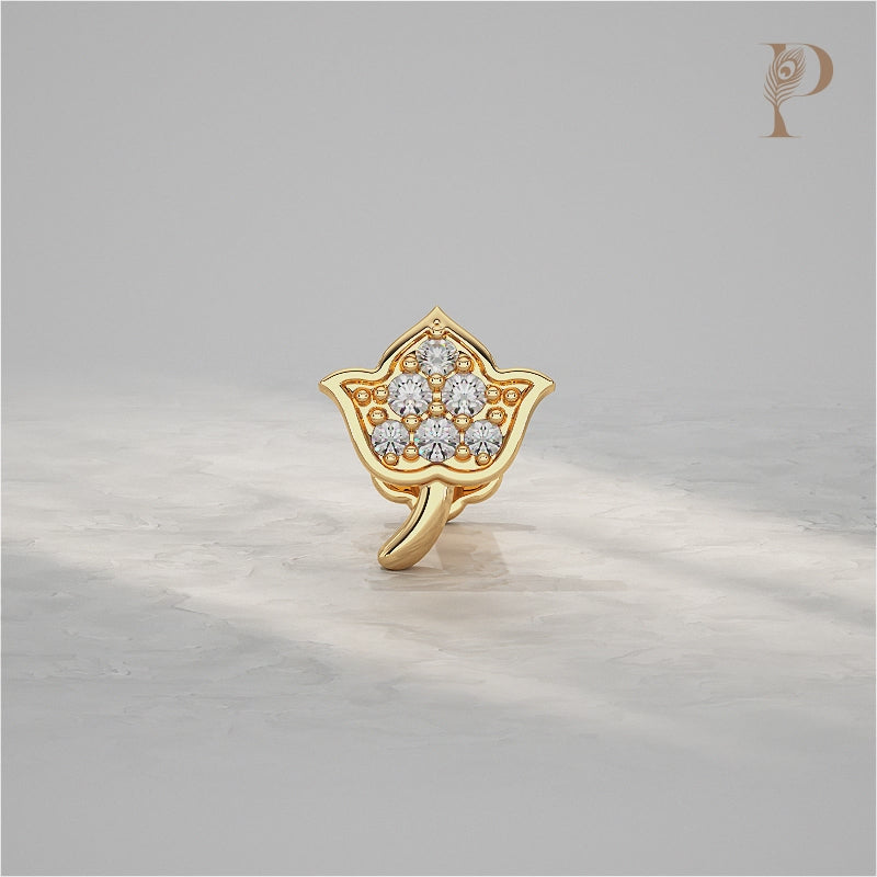 Lotus Shape Diamond Nose Pin