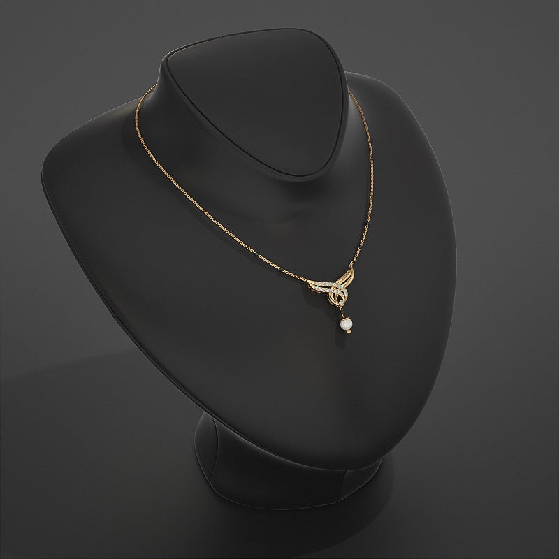 Floral And Drop Round Pearl Gemstone Mangalsutra