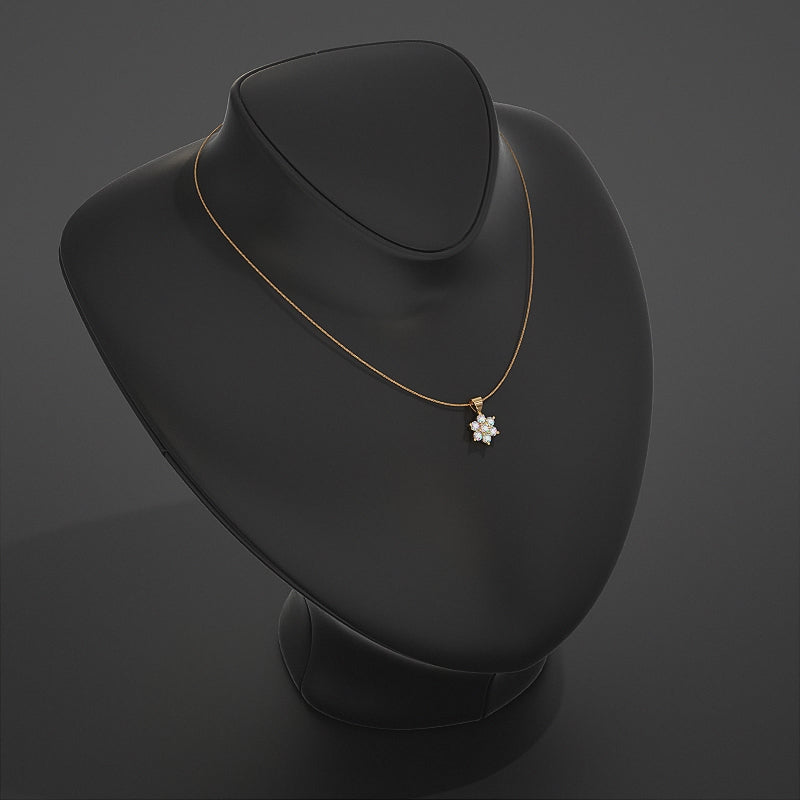 Floral Shape Round Lab Diamond Pendant