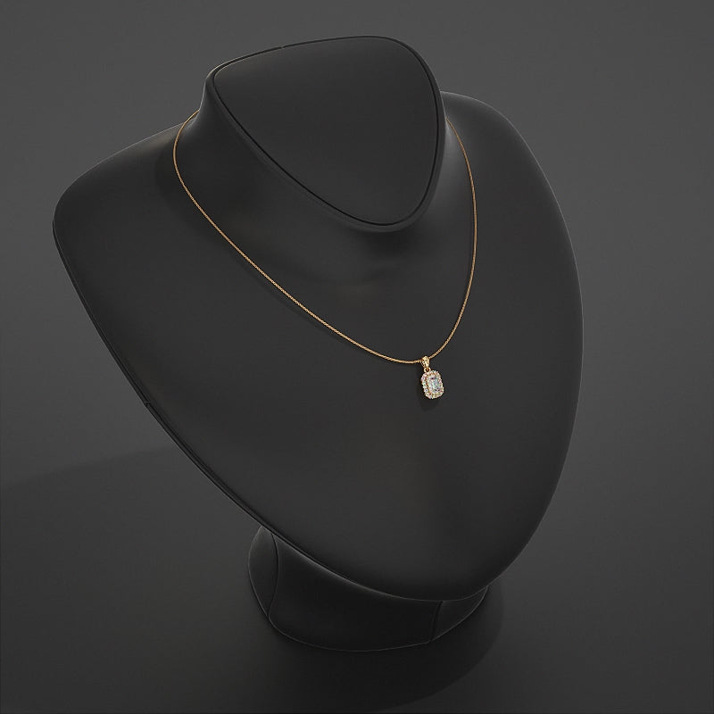 Radiant Lab Diamond Halo Pendant