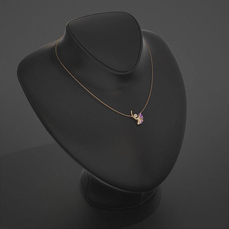 Enamel Flower Lab Diamond Pendant