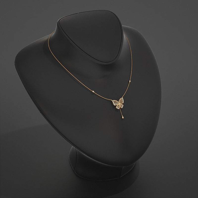 Butterfly Round Diamond Teardrop Pendant
