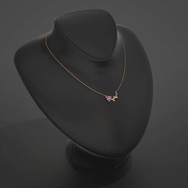 Pear Amethyst And Lab Diamond Pendant