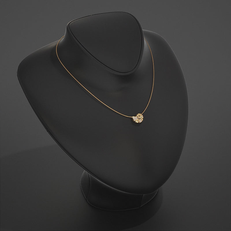 Yellow Gold Cluster Set Lab Diamond Pendant